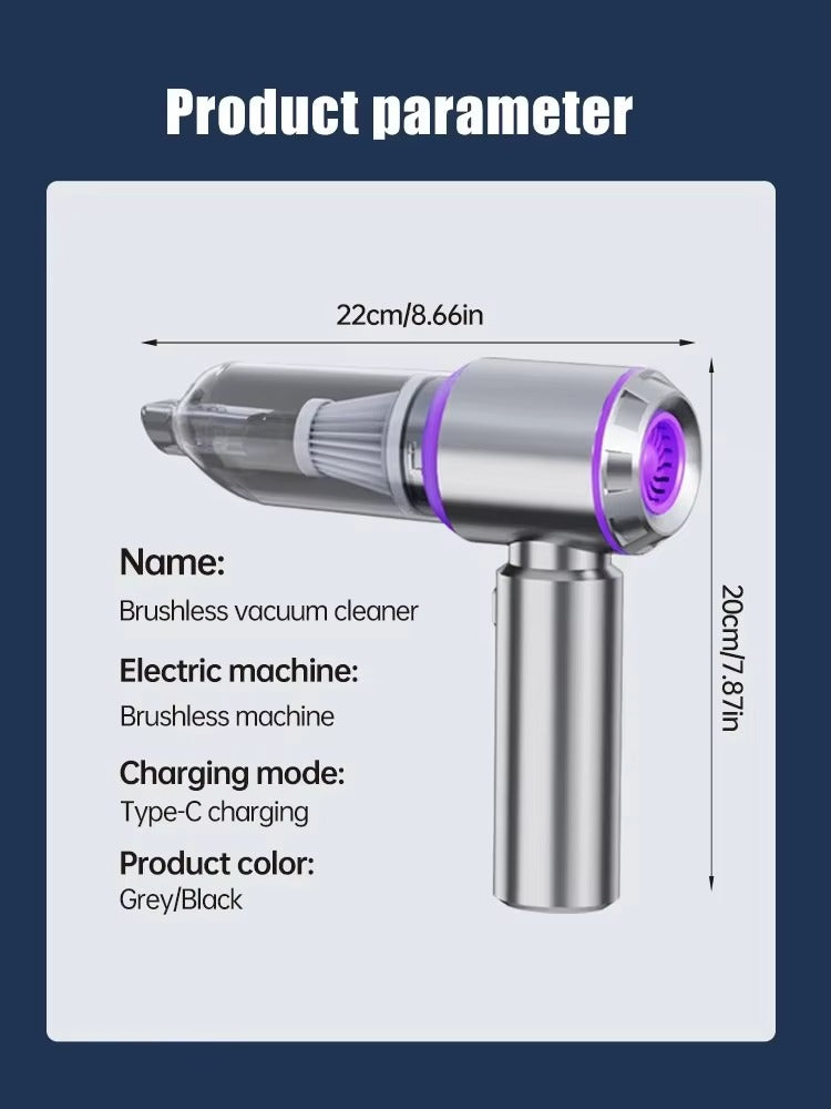 VT653 Vacuum Cleaner 15000pa 100w Powerful Brushless Motor Mini Wireless Portable 3-Level Handheld Car Vacuum Blower Suction Cleaner