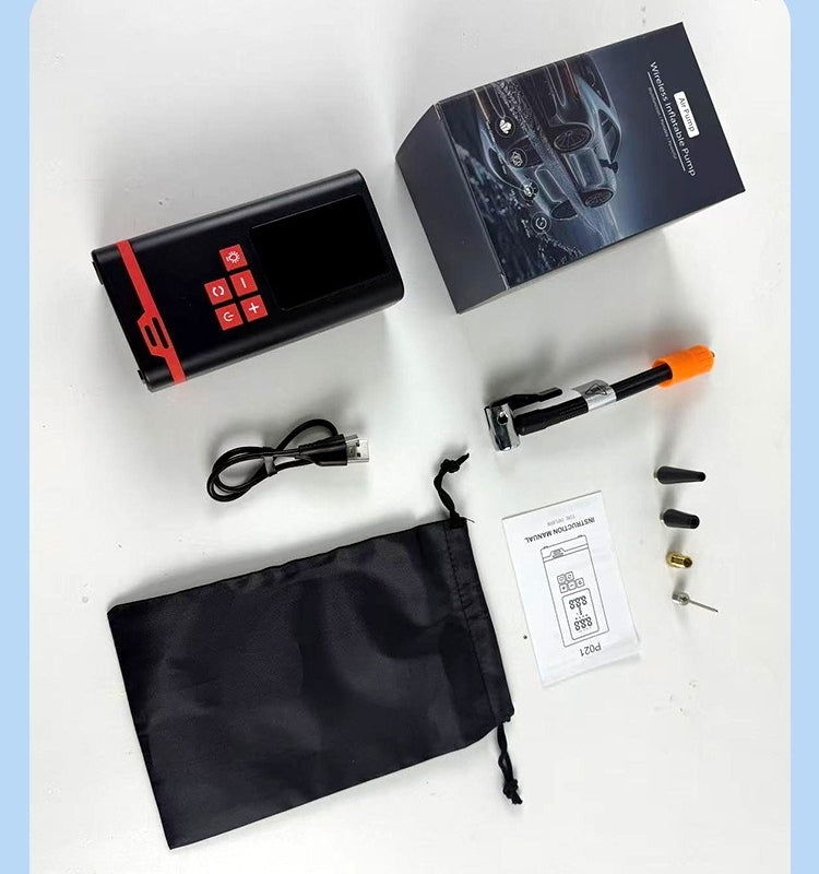 PR021 Mini Air Compressor with HD LED Light Fast Inflation for Car Tires Motorcycle Bikes OEM/ODM Support