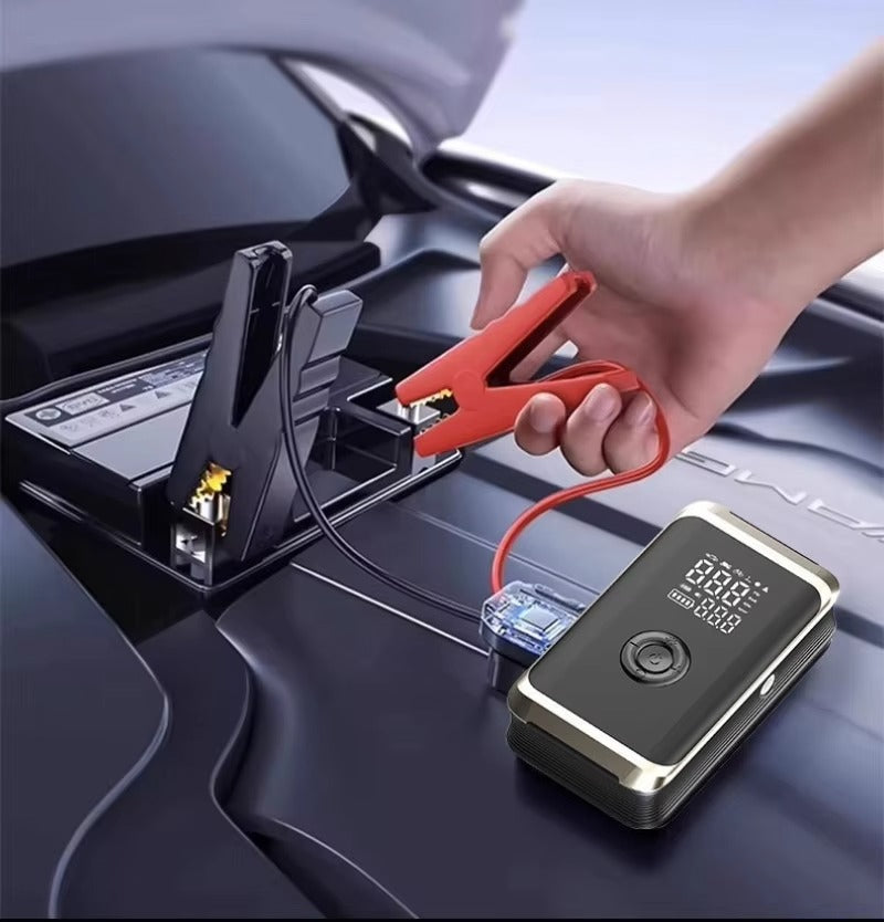 SQ202 4 In1 Portable 14.8V Jump Starter Digital Display Tire Inflation Powerbank LED Light Pressure Monitor Function for Compact