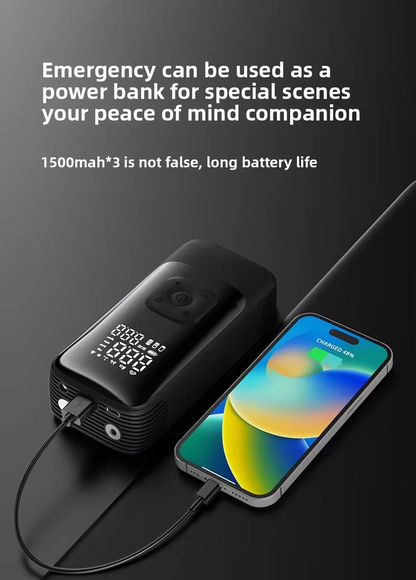 PQ502 Portable Air Compressor Tire Inflator 150PSI High Pressure Fast Inflation Digital Display Auto Shut Off Pump for Car Tires