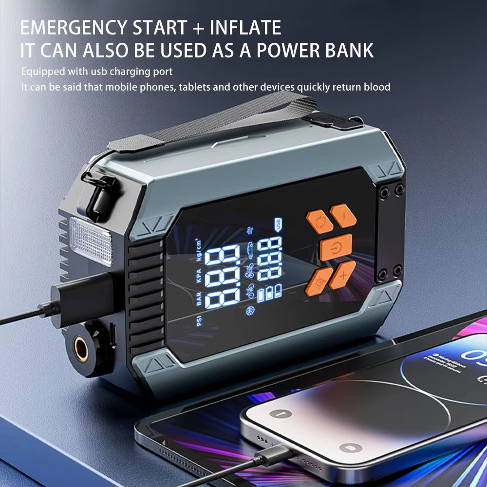 ST632 7200mAh Capacity 800A Peak Jump Starter 150 Psi Portable Air Compressor ABS Material Car Emergency Tools Tire Pressure Monitor