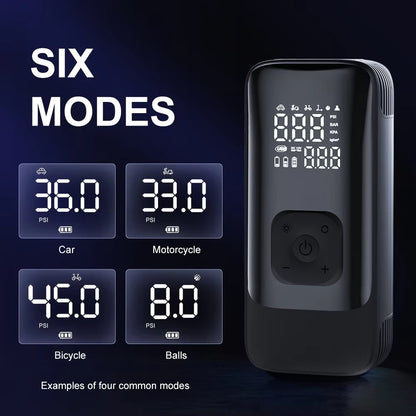 PQ502 Portable Air Compressor Tire Inflator 150PSI High Pressure Fast Inflation Digital Display Auto Shut Off Pump for Car Tires