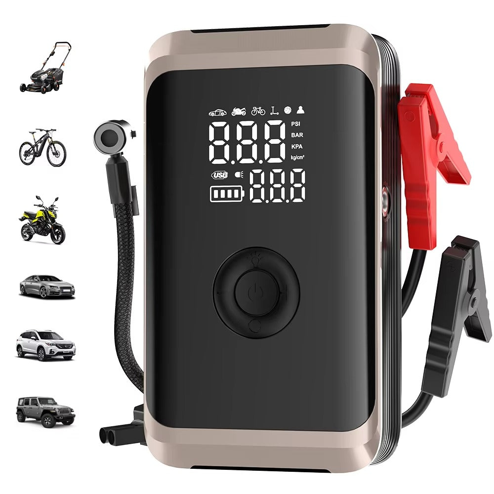 SQ202 4 In1 Portable 14.8V Jump Starter Digital Display Tire Inflation Powerbank LED Light Pressure Monitor Function for Compact