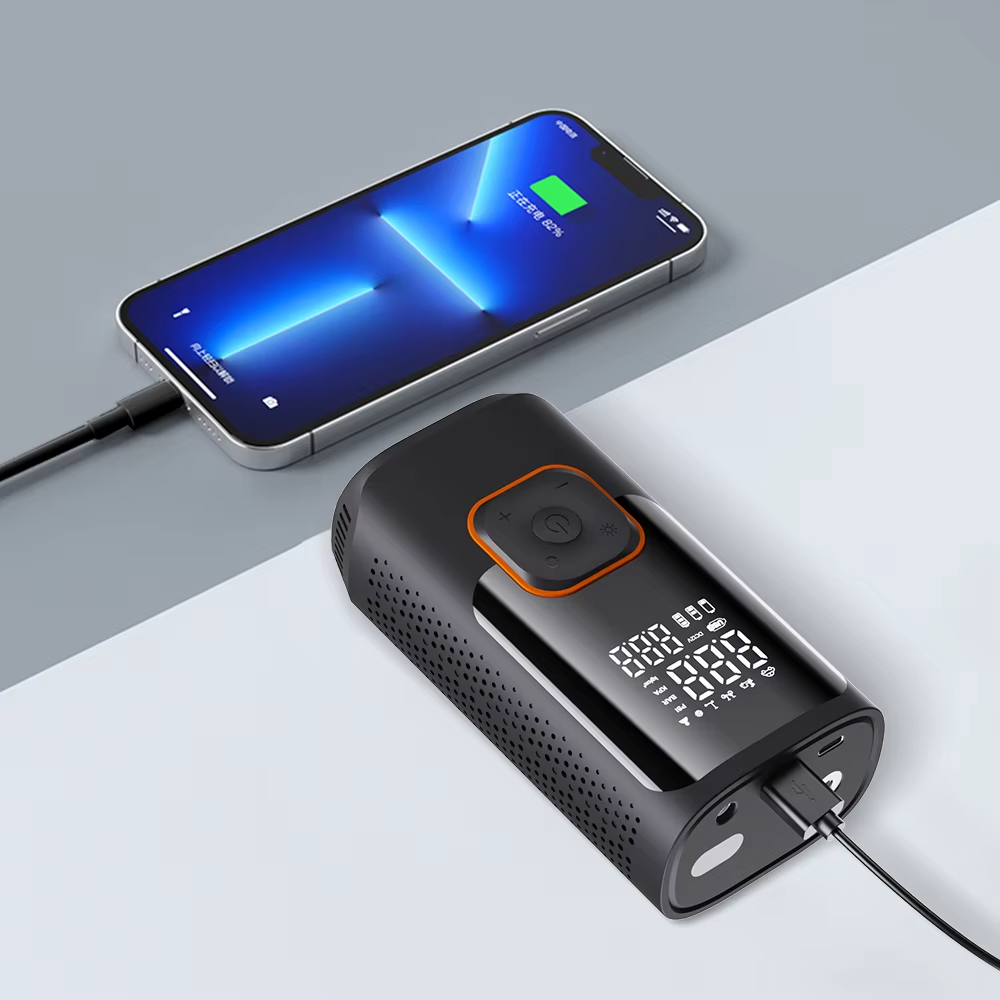 PQ402 Portable Electric Air Compressor with Tire Pressure Gauge for Car Bike Motorcycle Multifunctional  Inflator