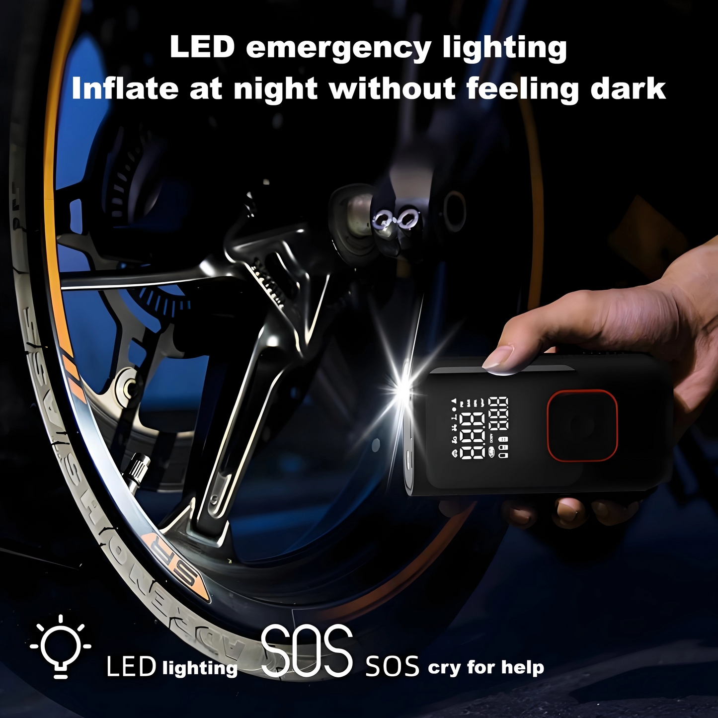 PQ402 Portable Electric Air Compressor with Tire Pressure Gauge for Car Bike Motorcycle Multifunctional  Inflator