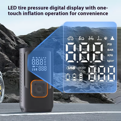 PQ402 Portable Electric Air Compressor with Tire Pressure Gauge for Car Bike Motorcycle Multifunctional  Inflator