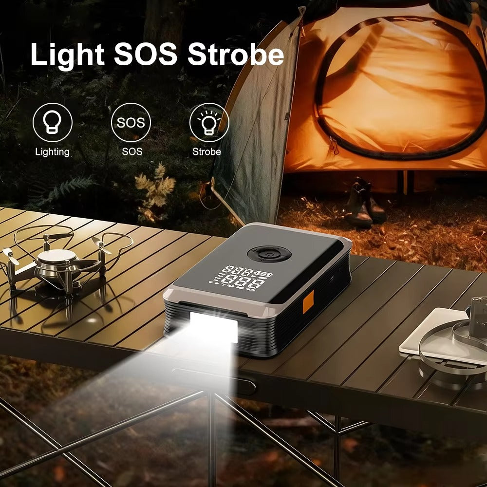 SQ202 4 In1 Portable 14.8V Jump Starter Digital Display Tire Inflation Powerbank LED Light Pressure Monitor Function for Compact