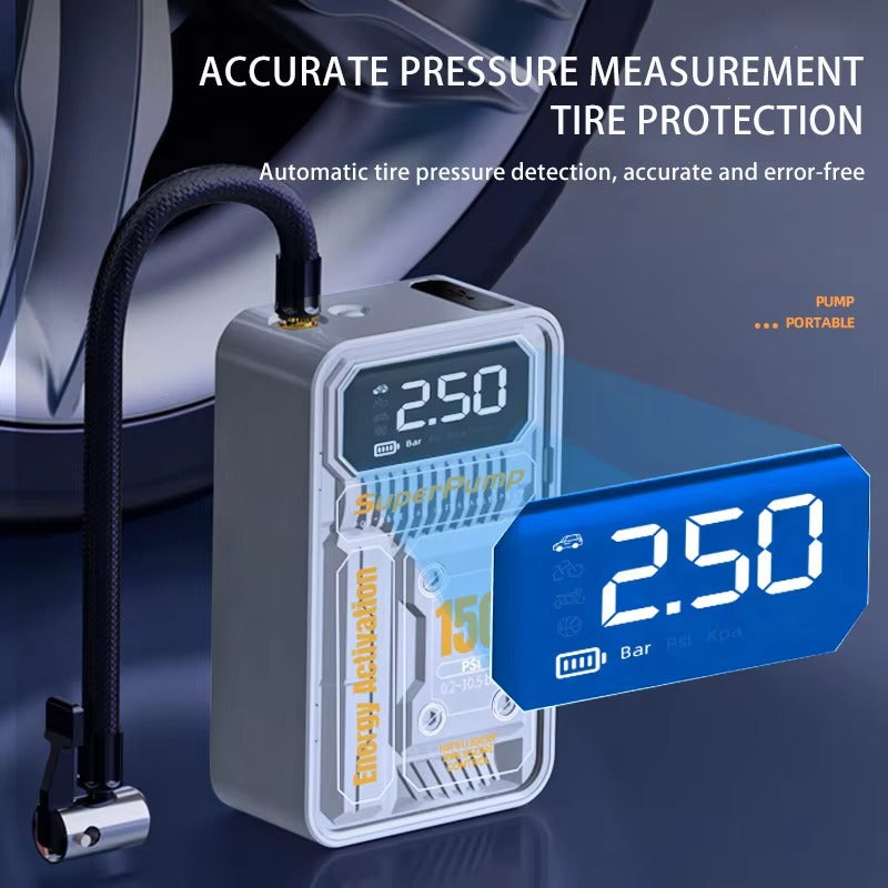 PT619 Multi-functional wireless car air compressor 150PSI emergency portable electric tire inflator