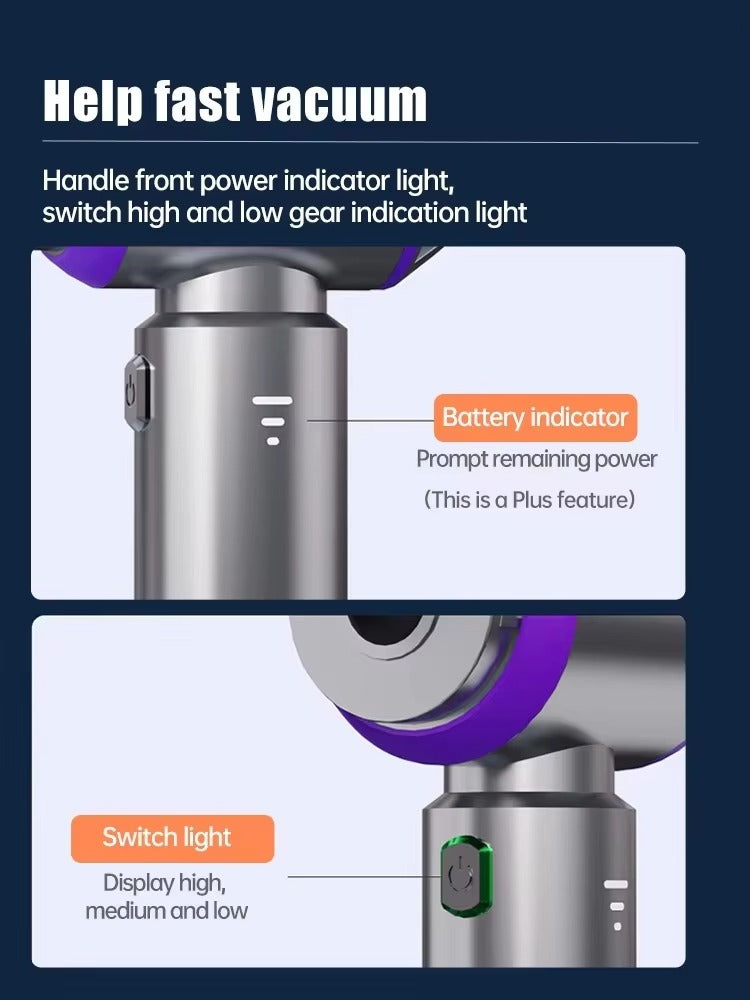 VT653 Vacuum Cleaner 15000pa 100w Powerful Brushless Motor Mini Wireless Portable 3-Level  Handheld Car Vacuum Blower Suction Cleaner